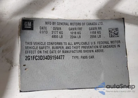 2013 Chevrolet Camaro 2Lt из США, поврежденный, VIN 2G1FC3D34D9194477